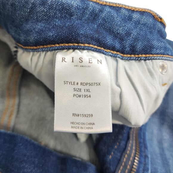 Risen Jeans Womens High Rise Straight Leg Jean Plus Size 1XL Dark Blue Stretch - Picture 9 of 15